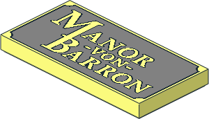 Tile  2 x  4 with "Manor von Barron" on Metallic Silver Shield Pattern