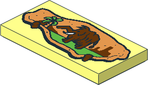 Tile  2 x  4 with Stone Frame and Mammoth Pattern