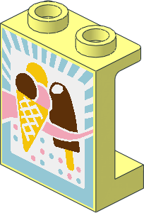 Panel  1 x  2 x  2 Reinforced with Ice Cream Cone and Popsicle Sticker