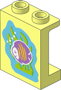 Panel  1 x  2 x  2 Reinforced with Medium Lavender Fish with Yellow Stripes Sticker