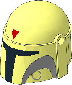 Minifig Helmet Mandalorian with Red Triangle on Forehead and Light Bluish Grey Cheek Pattern