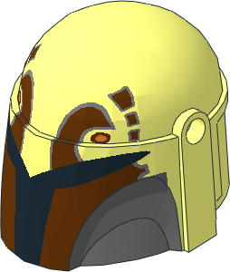 Minifig Helmet Mandalorian with Reddish Brown Visor with Slanted Eyeslits Dark Bluish Grey Cheeks and Reddish Brown Pattern