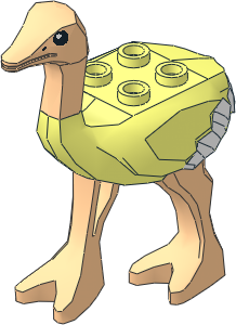 Animal Ostrich with White Feathertips and Light Nougat Head and Legs Pattern
