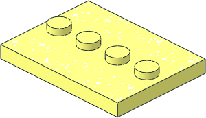 Plate  3 x  4 with 4 Studs in Centre with White Dots and Sparkle / Stars Pattern
