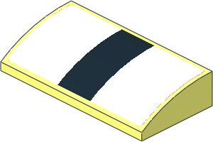 Slope Brick Curved  2 x  4 with Black Stripe on White Background Sticker