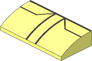 Slope Brick Curved  2 x  4 with Underside Studs with Metallic Dark Grey Lines Pattern