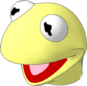 Minifig Head Muppet Frog (Kermit) with White Eyes and Red Mouth Pattern