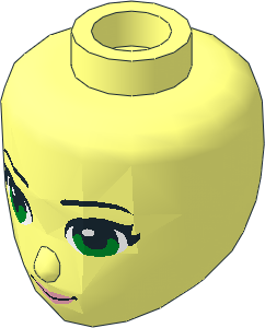 Figure Friends Female Head with Green Eyes, Pink Lips and Closed Mouth Pattern