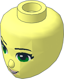 Figure Friends Female Head with Green Eyes, Light Pink Lips and Open Mouth Pattern