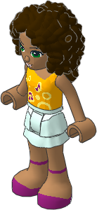 _Figure Friends Andrea with Light Aqua Layered Skirt, Bright Light Orange Top
