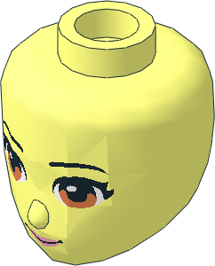 Figure Friends Female Head with Light Brown Eyes, Pink Lips and Closed Mouth Pattern