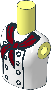 Figure Friends Girl Torso with White Jacket with Buttons and Dark Red Scarf Pattern