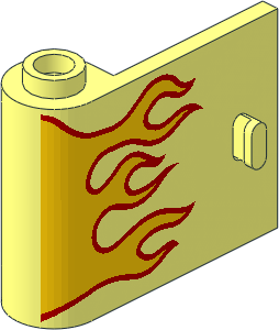 Door  1 x  3 x  2 Left with Hollow Hinge with Yellow Flames with Red Border Pattern