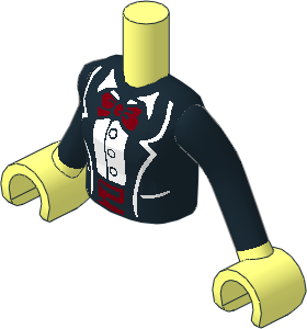 Figure Friends Girl Torso with Arms with Black Jacket Formal with Bow Tie and Cummerband Pattern
