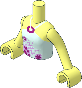 Figure Friends Girl Torso with Arms with Light Aqua Halter Neck Top with Paw Prints Pattern