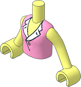Figure Friends Girl Torso with Arms with Bright Pink Sleeveless Blouse Top with Open Collar and Button Pattern