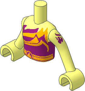 Figure Friends Girl Torso with Arms with Magenta and Bright Light Orange Strapless Top with Belt Pattern