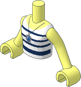 Figure Friends Girl Torso with Arms with White Top with Dark Blue Stripes and Necklace Pattern