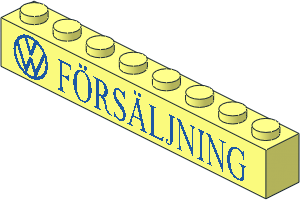 Brick  1 x  8 with VW Logo and "FÖRSÄLJNING" Normal Pattern