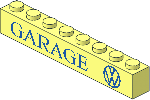 Brick  1 x  8 with "GARAGE" and VW Logo Pattern