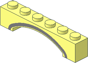 Arch  1 x  6 Raised with Metallic Silver Curved Stripe Pattern