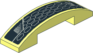 Slope Brick Curved  4 x  1 Double with Light Grey Hexagons on Black Background Sticker
