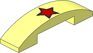 Slope Brick Curved  4 x  1 Double with Red Star with Black Border Pattern