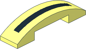 Slope Brick Curved  4 x  1 Double with Black Line Pattern