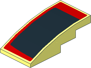 Slope Brick Curved  4 x  2 with Black Trapezoid on Red Background Left Sticker