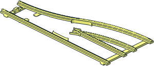 ~Train Track  4.5V Point Type 2 Tapered Left - Frame
