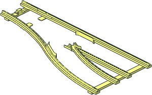 ~Train Track  4.5V Point Type 2 Tapered Right - Frame