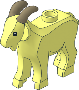 Animal Goat with Black Eyes and Dark Tan Horns Pattern