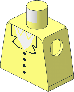 Minifig Torso with White Shirt and Jacket Pattern