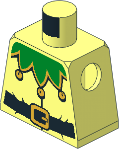 Minifig Torso with Green Necklace with Small Bells and Belt with Buckle Pattern