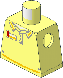 Minifig Torso with Polo Shirt, Name Badge and LEGO Logo on Back Pattern