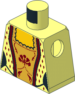 Minifig Torso with Gold and Dark Red Trim and Laces Pattern