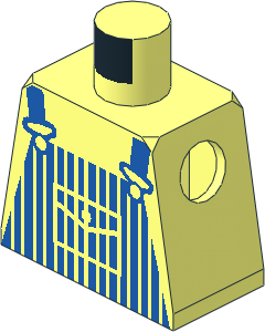 Minifig Torso with Blue Striped Dungarees Pattern