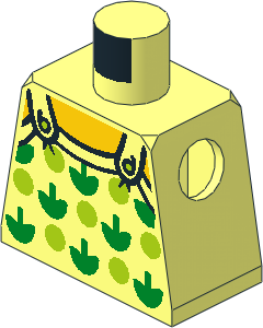 Minifig Torso with Halter Top with Green Apples and Lime Spots Pattern