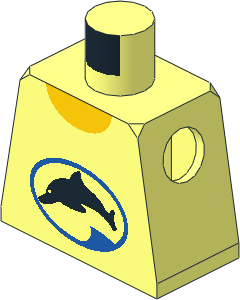 Minifig Torso with Jumping Dolphin in Blue Oval Pattern