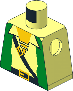 Minifig Torso with Pirate Green Vest, Shirt, and Belt Pattern
