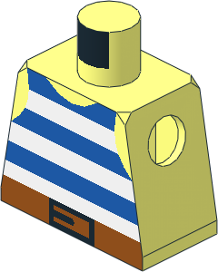 Minifig Torso with Pirate Stripes Blue/White and Black Buckle Pattern