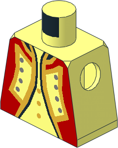 Minifig Torso with Red Imperial Guard Officer Pattern