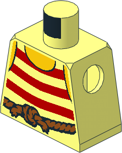 Minifig Torso with Red Horizontal Stripes and Dark Orange Rope Belt Pattern