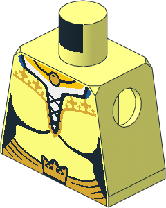 Minifig Torso with Female Corset and Gold Crown and Trim Pattern