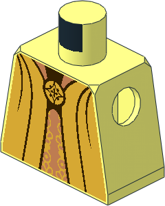 Minifig Torso with Gold Robe with Hood over Ornate Stole and Brooch Pattern