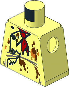 Minifig Torso with Chef Jacket, Red Scarf and Food Stains Pattern