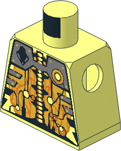 Minifig Torso with UFO Alien Silver and Gold Circuitry Pattern