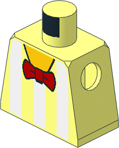 Minifig Torso with White Vertical Stripes and Red Bow Tie Pattern