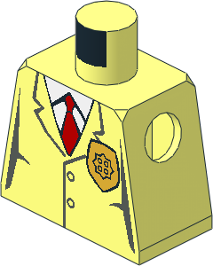 Minifig Torso with Jacket, Badge and Red Tie Pattern