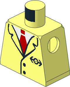 Minifig Torso with Suit and Red Tie with Train Logo Pattern